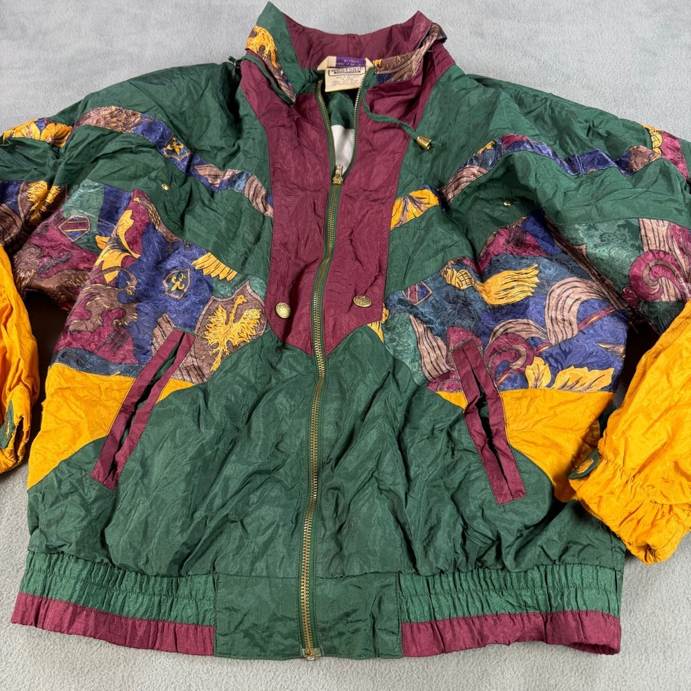 Vintage‎ Westside Connection Windbreaker Jacket Green Gold Colorblock Heraldic M